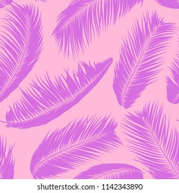 Vector Coconut Tree. Tropical Seamless Pattern with Palm Leaf. Exotic Jungle Plants Abstract Background. Simple Silhouette of Tropic Leaves. Trendy Coconut Tree Branches for Textile, Fabric, Wallpaper