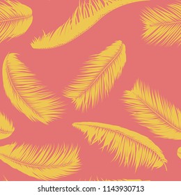 Vector Coconut Tree. Tropical Seamless Pattern with Palm Leaf. Exotic Jungle Plants Abstract Background. Simple Silhouette of Tropic Leaves. Trendy Coconut Tree Branches for Textile, Fabric, Wallpaper