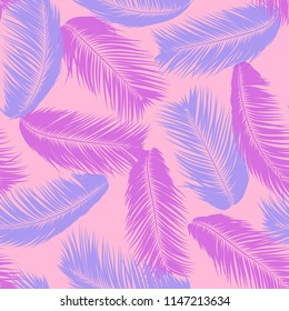 Vector Coconut Tree. Tropical Seamless Pattern with Palm Leaf. Exotic Jungle Plants Abstract Background. Simple Silhouette of Tropic Leaves. Trendy Coconut Tree Branches for Textile, Fabric, Wallpaper