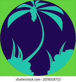 vector of coconut trees, coconut trees grow strong, hard to be overthrown by storms, their fruit is tons of use, from fibers, shells, fruit, and water, all of them are used by industry.