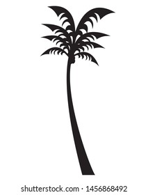 
vector of coconut trees or tropical palm trees, black on a white background