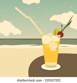 Vector coctail on beach