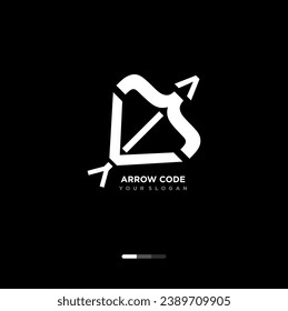 vector coding logo with arrow symbol, programmer logo icon, technology, symbol code logo illustration, coding. vector suitable for your media design logo 