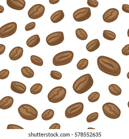 Vector coffe beans background. seamless coffe beans pattern.