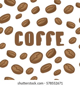 Vector coffe beans background with text area. Seamless coffe beand pattern