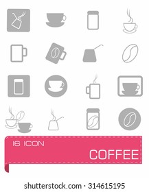 Vector Coffe icon set on grey background