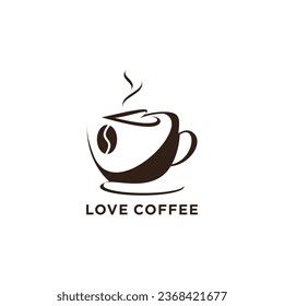 Vector coffe logo design with love element concept premium vector