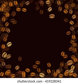 Vector coffee background. Decorative square background with place for your text. 