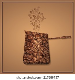 Vector coffee background with floral pattern elements. eps10