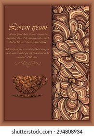 Vector coffee background with floral pattern elements. eps10