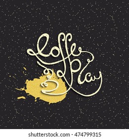 vector coffee background with hand drawn words coffee play and a cup