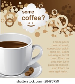 Vector Coffee Background For Your Promotion. There Are A Number Of SIMILAR Backgrounds In My Portfolio ;) Please, Take A Look !