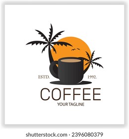 Vector coffee beach logo design template premium elegant vector eps 10