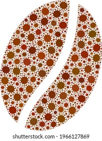 Vector coffee bean coronavirus mosaic icon designed for pharmacy wallpapers. Coffee bean mosaic is shaped of scattered coronavirus infection elements.