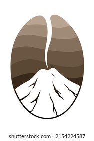 Vector coffee bean logo with mountain shape. Logo for coffee business
