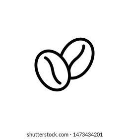 Vector coffee bean logo template. Black line grain icon design. Flat caffeine symbol illustration background