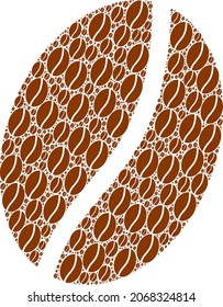 Vector coffee bean mosaic is composed of randomized fractal coffee bean elements. Recursion mosaic of coffee bean.
