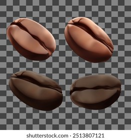 Vector coffee beans advertisement seed realistic Coffee beans dark roast piles of coffee.Mesh gradient is used