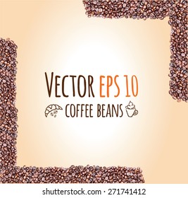 Vector coffee beans background collection with place for your text.