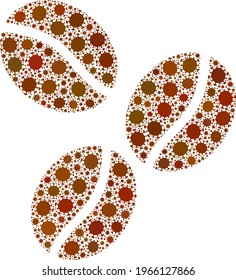 Vector coffee beans covid-2019 mosaic icon created for pharmacy wallpapers. Coffee beans mosaic is organized of randomized covid pathogen elements.