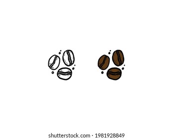 Vector of coffee beans, handdrawing, sketch. Line art design. Realistic nature style. Organic illustration.
