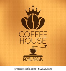 Vector Coffee Beans Label. Vintage Background.