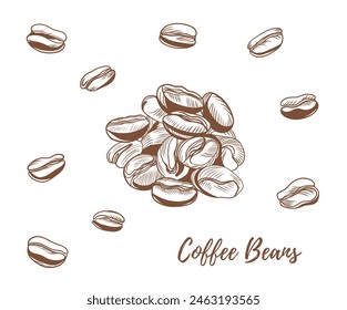 Vector coffee beans line art illustration, graphic line coffee beans combination. Great for any designs, textile, art, walls, package