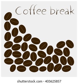 Vector coffee beans on white background.
