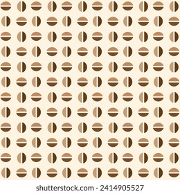 Vector coffee beans pattern, abstract repeated coffee beans, seamless vector pattern of brown coffee beans, coffee bean pattern isolated on beige background