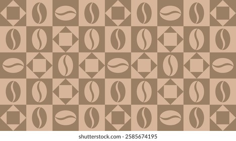 Vector coffee beans pattern. Monochrome geometrical wallpaper background.