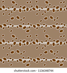 Vector  coffee beans.  Realistic plant.  Eco food . Nature background.  Organic drink.  Seamless coffee pattern. Vector illustration. Eps 10.
