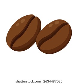 Vector coffee beans in rich brown tones, cozy cartoon clipart for cafe and food-related designs.