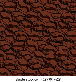 Vector Coffee beans Seamless pattern template, brown coffee color background.