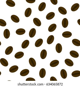 Vector Coffee Beans Seamless Pattern on White Background