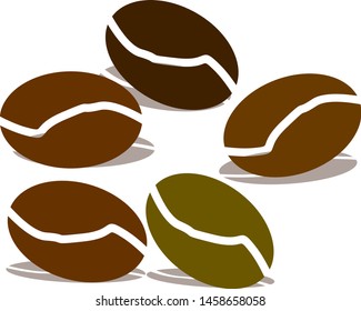 vector of coffee beans with shadows