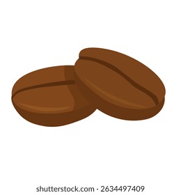 Vector coffee beans in warm brown tones, cozy cartoon clipart for cafe, food, and drink projects.