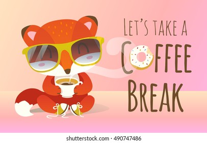 vector coffee break cartoon illustration