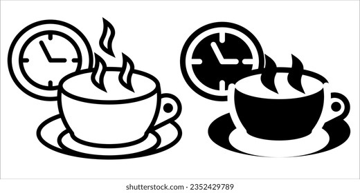 VECTOR COFFEE BREAK ICON IN STROKE AND FILL VERSION