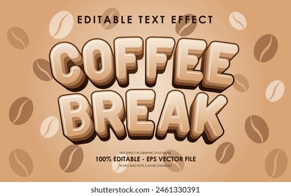 Efecto de texto Vector Coffee Break