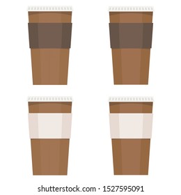 vector coffee brown paper cup with paper stripe isolated on white background illustration