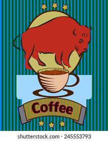  vector. coffee, bull