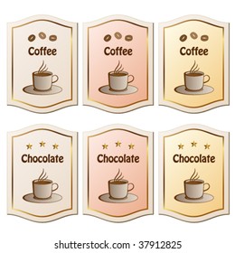etiquetas de café vectorial y chocolate