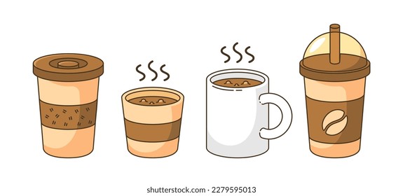 colección de color de café vectorial conjunto café caliente café caliente lata ilustración vectorial
