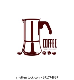 Vector coffee concept flat icon. Coffee kettle line icon illustration isolated on a white background.