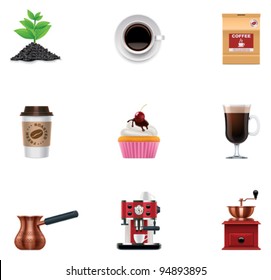 Vector coffee cooking and drinking icon set