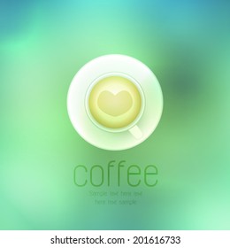 Vector coffee cup against on abstract background