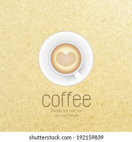 Vector coffee cup against paper background. 