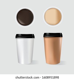 vector coffee cup and coffee bean on gray background