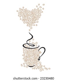 Vektor-Kaffeetasse mit großem Herzen