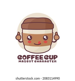 vector coffee cup cartoon mascot, suitable for, logos, prints, stickers, etc.